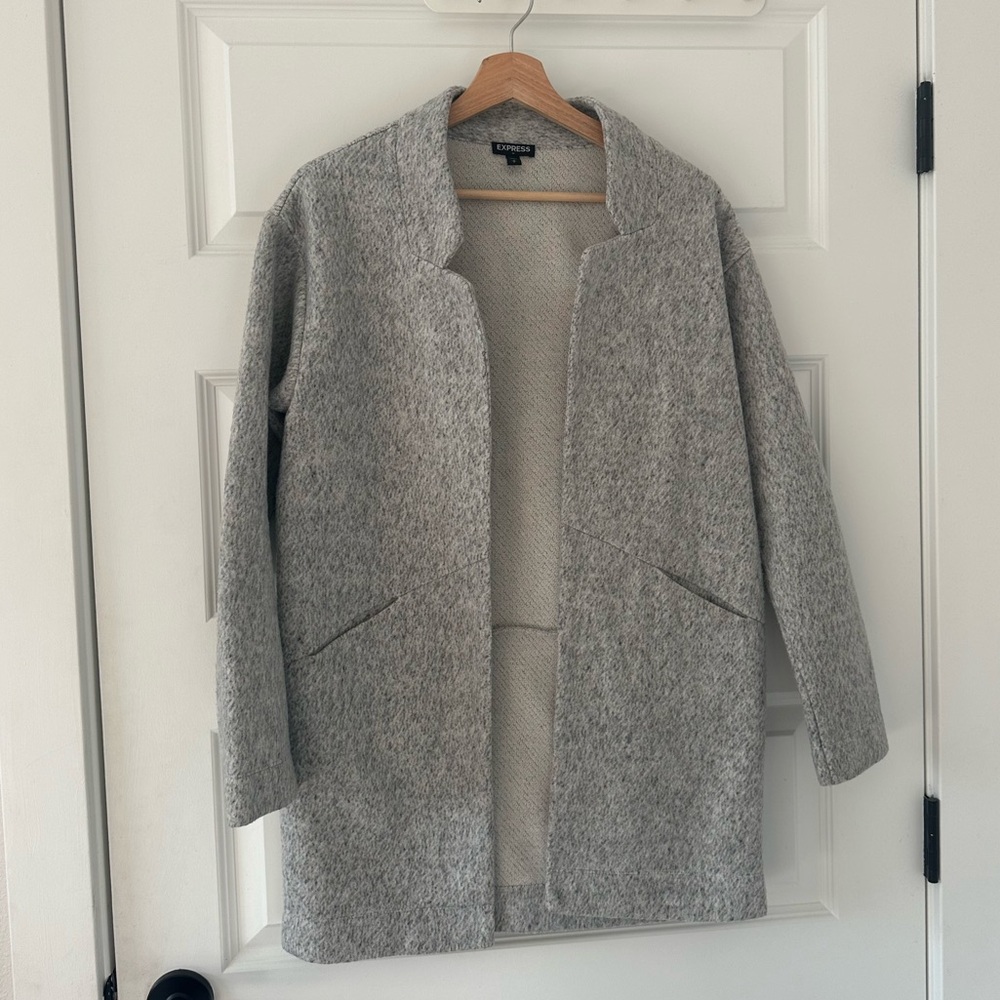 Express Heathered Gray Open Front Cardigan